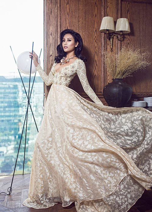 Nguyễn Thị Loan được xem là lựa chọn số 1 vì sở hữu vóc dáng chuẩn và có nhiều kinh nghiệm chinh chiến ở cuộc thi nhan sắc trong nước và quốc tế. (Ảnh: FB cuộc thi Hoa hậu Hòa bình Quốc tế) 