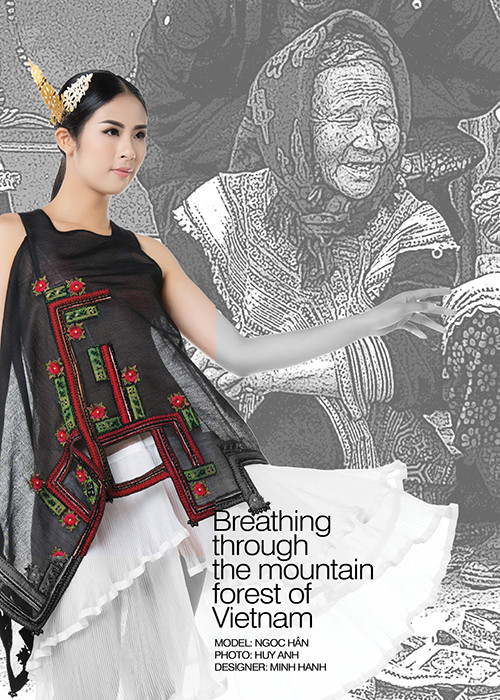 Với BST “Hơi thở từ núi rừng Việt Nam”, NTK Minh Hạnh quyết tâm tạo nên dấu ấn thấm đẫm bản sắc trong thời trang. 