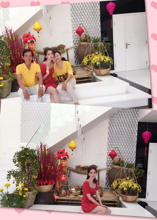 Dịp Tết Nguyên Đán 2016, Ngọc Trinh còn đón cả bố mẹ lên Sài Gòn và ăn tết trong căn nhà triệu đô của mình.