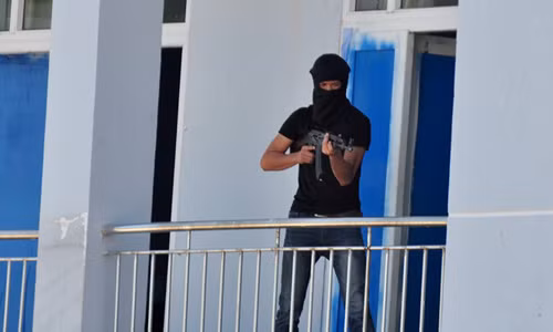 Trong tình huống giả định, lực lượng biên phòng nổ súng bắn chết một tên khủng bố và bắt giữ năm tên. Lợi dụng đêm tối, 9 tên còn lại cướp một tàu cá khác để áp sát bờ, lên quốc lộ 1 cướp hai ôtô quay lại tấn công nhà máy lọc dầu Dung Quất. Khi đến cổng nhà máy lọc dầu, nhóm khủng bố đã bắn chết bảo vệ, xông vào khu hành chính dùng súng uy hiếp, bắt cóc nhiều cán bộ, kỹ sư, cài nhiều bom khắp khu vực. 