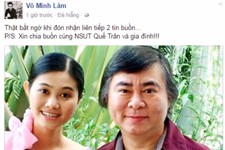 Nghe hung tin về gương mặt gạo cội của nghệ thuật cải lương, Võ Minh Lâm cảm thấy vô cùng bàng hoàng. 