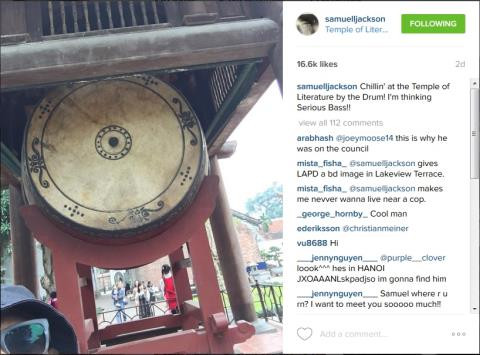 Trước khi bận rộn với quá trình quay phim, Samuel L. Jackson đã tranh thủ hòa mình với dòng người đông đúc trên phố tại Hà Nội. Ông cũng đến thăm Văn miếu Quốc Tử Giám như một vị khách rất đỗi bình thường.