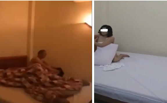 Sau khi bám theo và theo dõi thấy hai người vào phòng nghỉ, ông L. chồng bà T. và nhóm người lập tức thuyết phục chủ nhà nghỉ cho mượn chìa khóa dự phòng để xem thực hư chuyện "bồ bịch" của vợ mình như thế nào. Đến khoảng 12h45 phút cùng ngày, ông L. và một số người bắt quả tang hai giáo viên kể trên đều "trần như nhộng" nằm đắp chăn trên một chiếc giường trong phòng đã khóa trái cửa ở tầng 2.