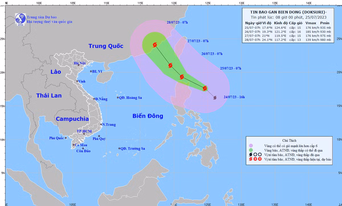 Sieu bao Doksuri se di vao Bien Dong trong 2 ngay toi