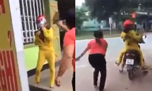 Người vợ liên tục chửi bới cô cháu dâu vì đã vào nhà nghỉ với chồng của mình (Ảnh cắt từ clip)