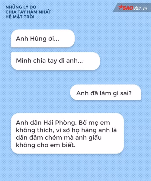 Thế chẳng lẽ nếu anh là dân quận 4 gần nhà Năm Cam thì bố mẹ em cũng cấm luôn à?