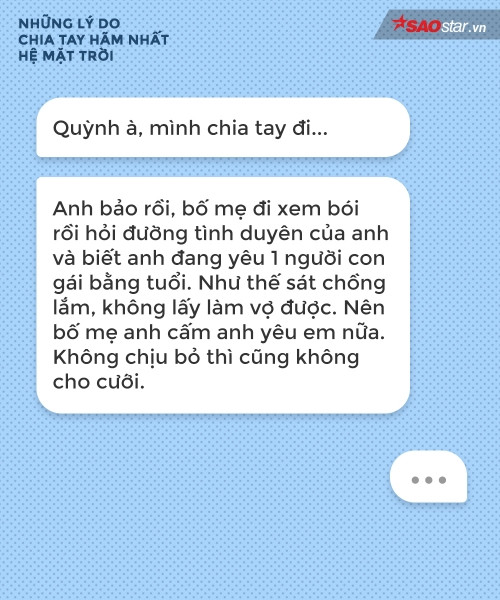 Thầy bói nói hay anh chỉ lấy cớ để chia tay hả đồ bám váy mẹ? Thầy bói nói hay anh chỉ lấy cớ để chia tay hả đồ bám váy mẹ?