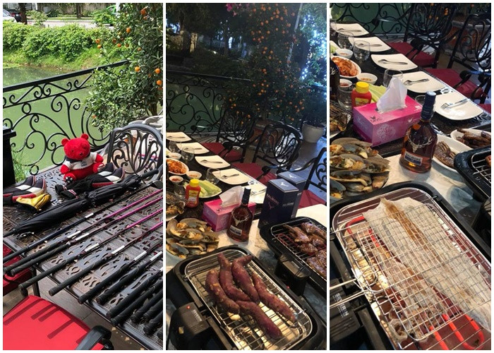 Bên trong ban công là khu vực lối đi ngoài trời. Chị Vân Anh thường xuyên đánh golf và tổ chức những bữa tiệc nướng ấm cúng tại nơi đây.