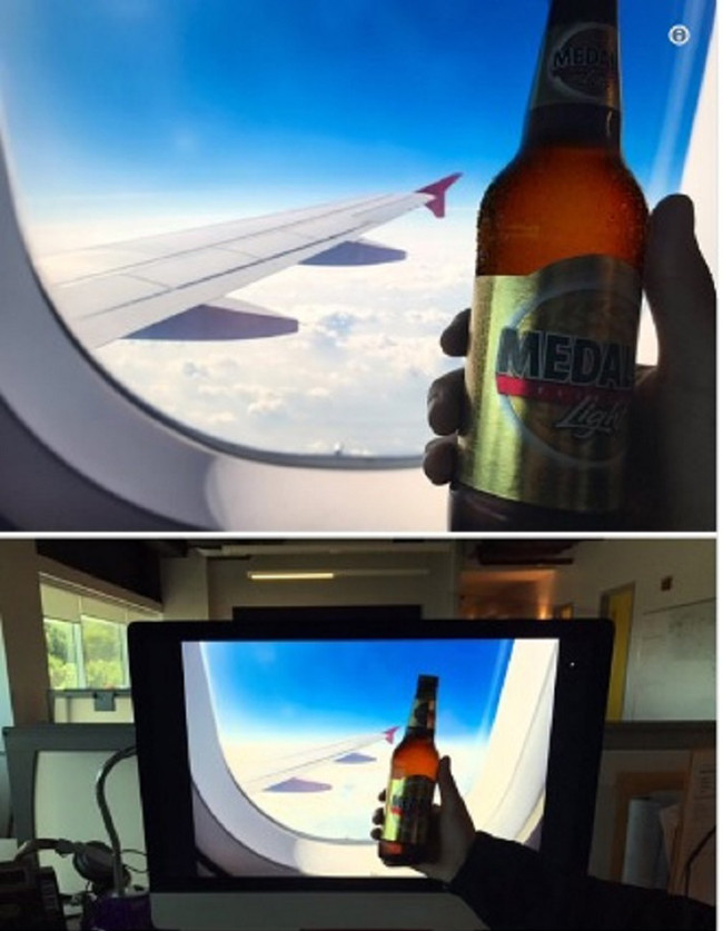 Ngồi uống bia bên cạnh cửa sổ máy bay và sự thật.