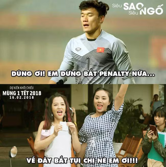 Các diễn viên "mời gọi" thủ môn Bùi Tiến Dũng.