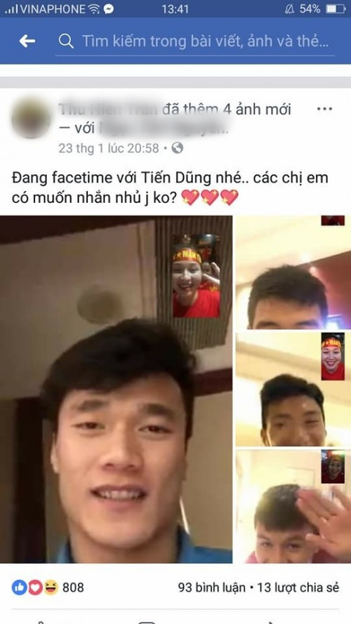 Hình ảnh đoạn trò chuyện của Bùi Tiến Dũng và chị họ sau trận cầu lịch sử giữa Việt Nam và Qatar.