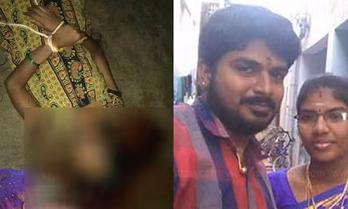 Vợ chồng Prabhu – Gnanapriya và thi thể người phụ nữ đáng thương khi được tìm thấy.