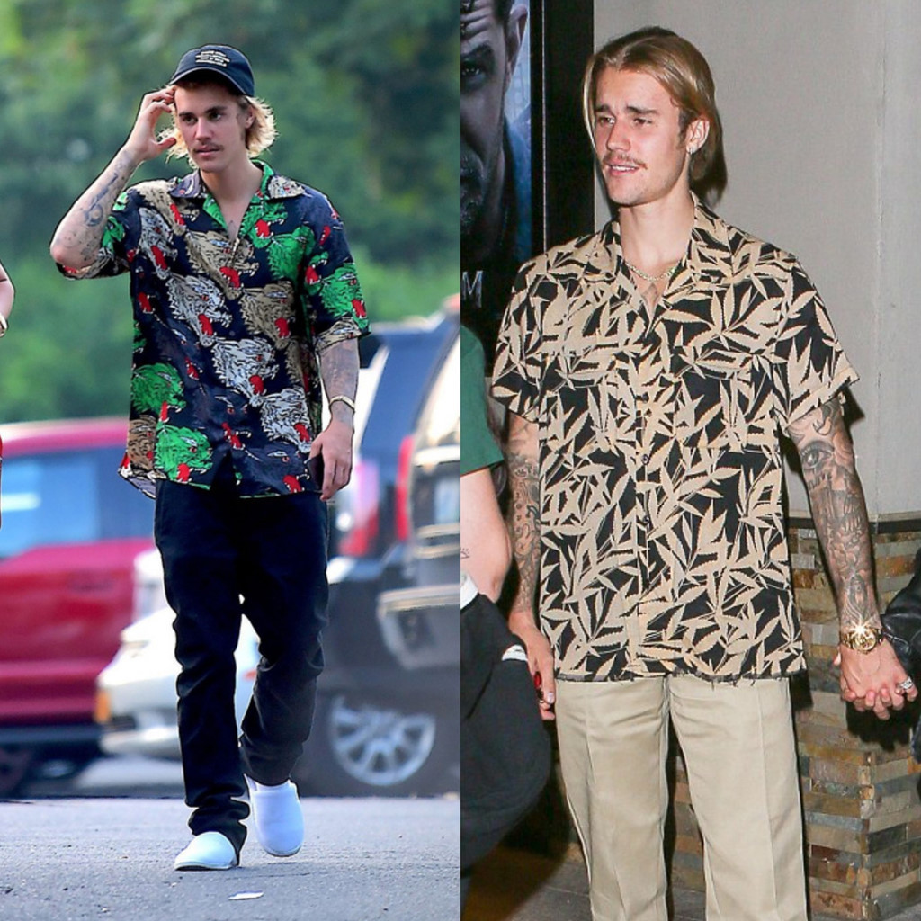 Vẫn là những mẫu sơ mi họa tiết mùa hè, nam ca sĩ tiếp tục gây xôn xao khi kết hợp nó với các loại quần kaki, quần âu tối màu hoặc ton-sur-ton với áo. Nhìn hình ảnh này, người hâm mộ không khỏi tiếc nuối về một Bieber "mặt búng ra sữa" như những năm về trước.