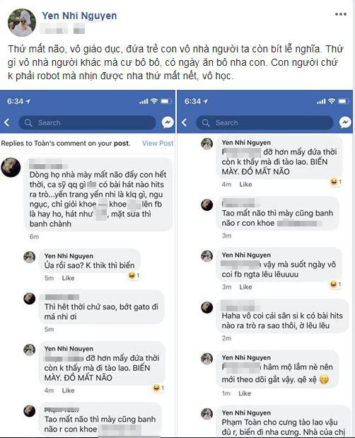 Em gái Yến Trang không ngại gọi anti-fan là thứ mất não, vô giáo dục.