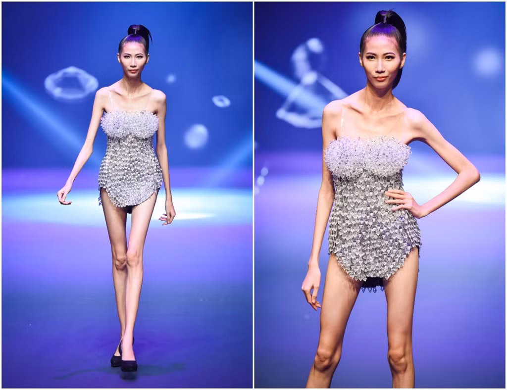 Trước đó, Cao Ngân gây sốc với thân hình cò hương khi catwalk trong đêm chung kết "Vietnam's Next Top Model".