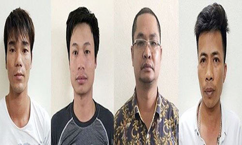 Các đối tượng Lai, Ngần, Bắc, Huy (từ trái sang) trong vụ án.