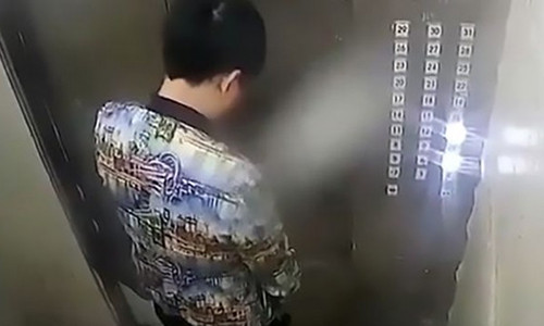 Cậu bé coi thang máy như nhà vệ sinh công cộng.