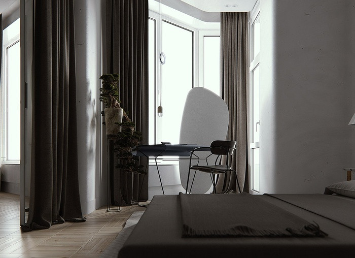 Chậu cây cảnh được đặt ở cửa sổ phòng ngủ.