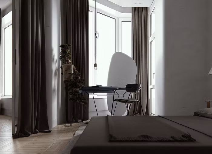 Chậu cây cảnh được đặt ở cửa sổ phòng ngủ.