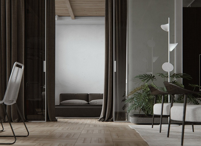 Phòng ngủ được bố trí khá gần với phòng khách.