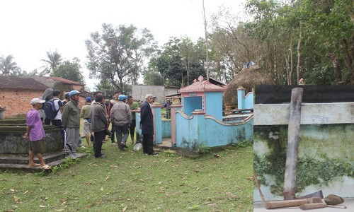 Hiện trường vụ án và hung khí (Ảnh nhỏ)