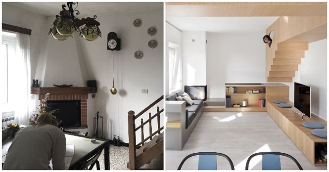 Cặp vợ chồng trẻ từ Genova, Italy, thừa hưởng ngôi nhà 35 m2 từ ông bà, họ đã quyết định cải tạo ngôi nhà cũ trở nên hiện đại, gần gũi với thiên nhiên. Cặp vợ chồng đã thuê công ty kiến trúc Gosplan Architects phá hủy các bức tường ngăn cách nhà bếp với lối vào và phòng khách để tạo không gian thoáng đãng với hệ thống thông gió.