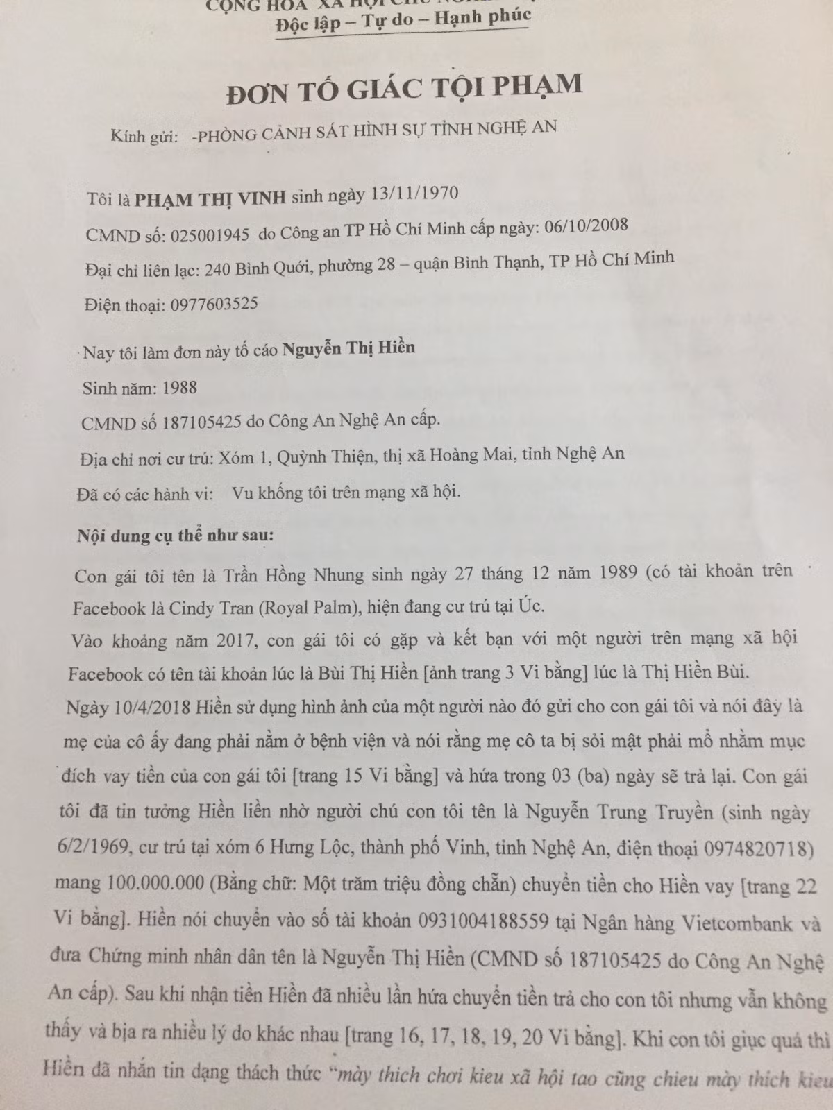 Nu Viet kieu to bi lua 100 trieu dong tren Facebook