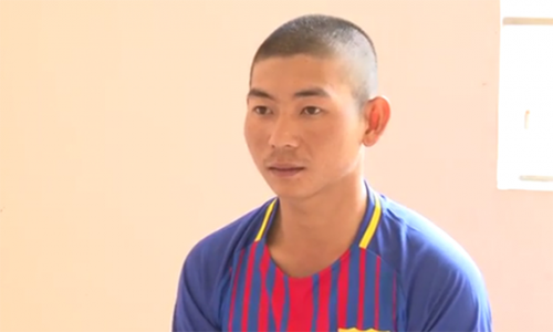 Thạch Hữu Huỳnh tại cơ quan công an. Ảnh: Công an cung cấp