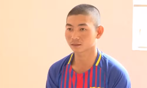 Thạch Hữu Huỳnh tại cơ quan công an. Ảnh: Công an cung cấp