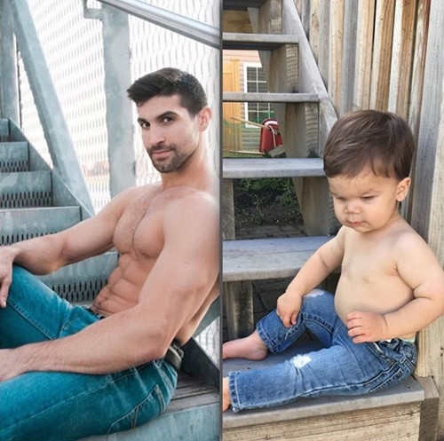 Dù chưa nam tính và 6 múi giống cậu nhưng trông cậu bé 1 múi cũng có tố chất làm mẫu đấy chứ!