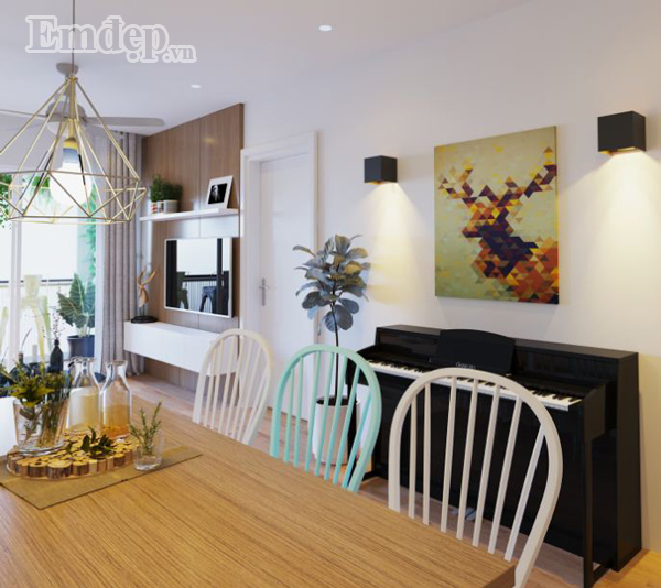 Góc bàn ăn trang trí thanh thoát, mang tính thẩm mỹ cao. Đồ décor được bài trí hợp lý tạo nên không gian hiện đại nhưng vẫn ấm áp. Thiết kế nội thất thông minh giúp không gian trở nên tiện nghi, sang trọng. Không gian bàn ăn ấm cúng là nơi các thành viên trong gia đình quây quần bên nhau.