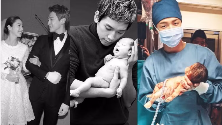 Rain Ngôi sao quốc tế Rain và nữ thần quốc dân Kim Tae Hee mới có một mụn con gái và ém rất kĩ. Rain từng chia sẻ trên một show truyền hình là từ khi có vợ, bạn bè muốn rủ anh đi nhậu cũng khó vì anh thích ở nhà chăm lo cho gia đình hơn.