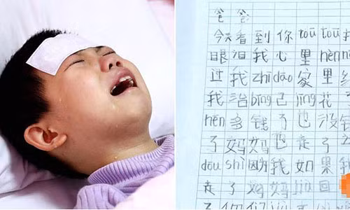 Một đoạn bức thư gửi bố gây xúc động của bé Jiaye. Ảnh: SCMP Một đoạn bức thư gửi bố gây xúc động của bé Jiaye. Ảnh: SCMP