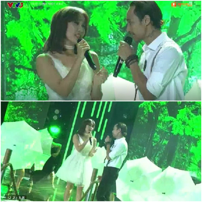 Phạm Lịch, Phạm Anh Khoa có một tiết mục không tốt và nữ thí sinh phải rời chương trình. Ảnh: Chụp màn hình.