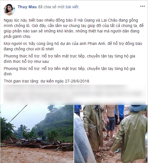 Ngay sau đó, Mâu Thủy đã chỉnh sửa lại bài viết kêu gọi của mình.