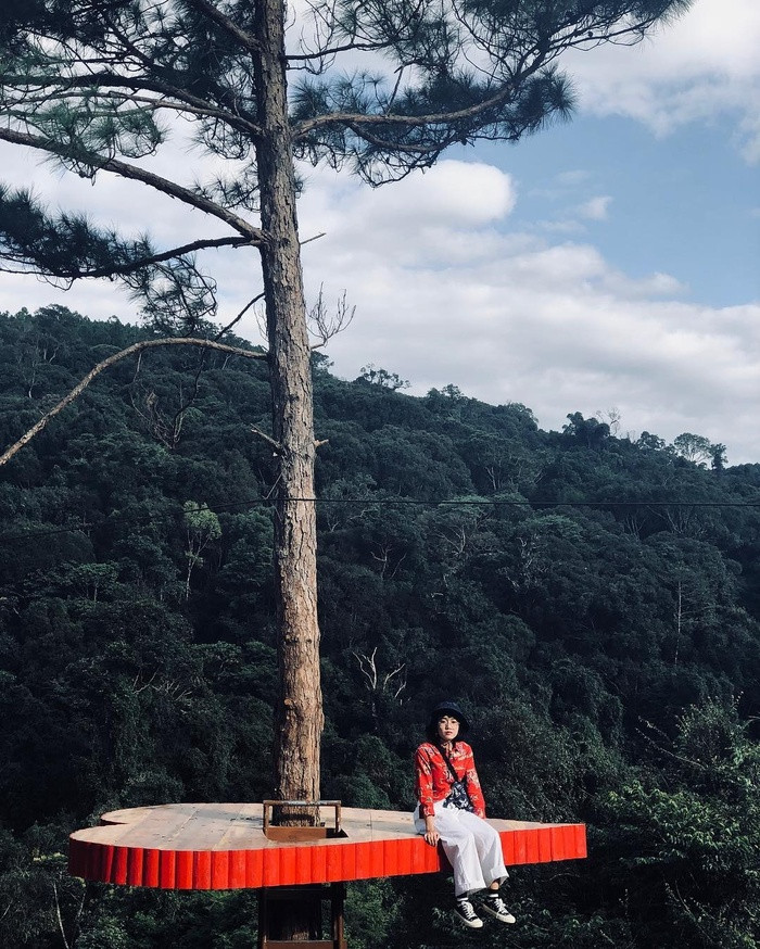 Trái tim lơ lửng này được đặt trên một cây thông cổ thụ, mới nhìn thì đơn giản nhưng mà lên hình thì góc nào cũng đẹp. Tuy nhiên bạn vẫn nên cẩn trọng khi leo lên đây để chụp ảnh, tránh trượt chân gây nên những hậu quả không mong muốn.