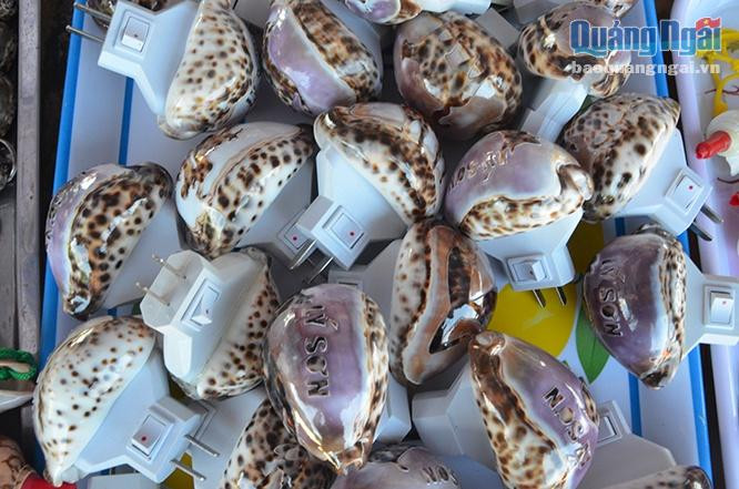 Những vỏ ốc bướm được chế tạo phá cách thành những bóng đèn ngủ rất lạ mắt.