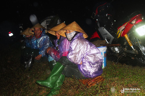 Tuy nhiên, có những đêm, tùy vào con nước mà rươi không ngoi lên, người dân phải ngồi chờ trong mưa rét hoặc xuống ruộng "mót rươi" với hy vọng kiếm được vài lạng để đỡ mất công chờ đợi. Ảnh: Quang An.