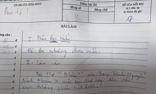 Phần đọc hiểu: Đã đọc nhưng chưa hiểu. Làm văn: Bài thơ "Nhàn" của Trạng Trình Nguyễn Bỉnh Khiêm là một bài thơ hay đến mức em không phân tích nổi.