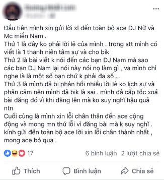 D.N.L xin lỗi nữ DJ và nam MC quán bar miền Nam vì vạ miệng.