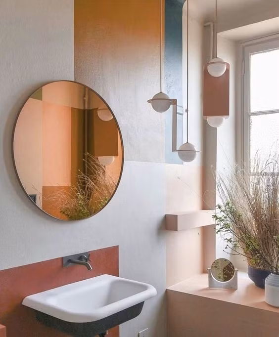 Phòng tắm mà đẹp chẳng khác gì tác phẩm nghệ thuật nhờ cách phối màu tinh tế, sáng tạo.