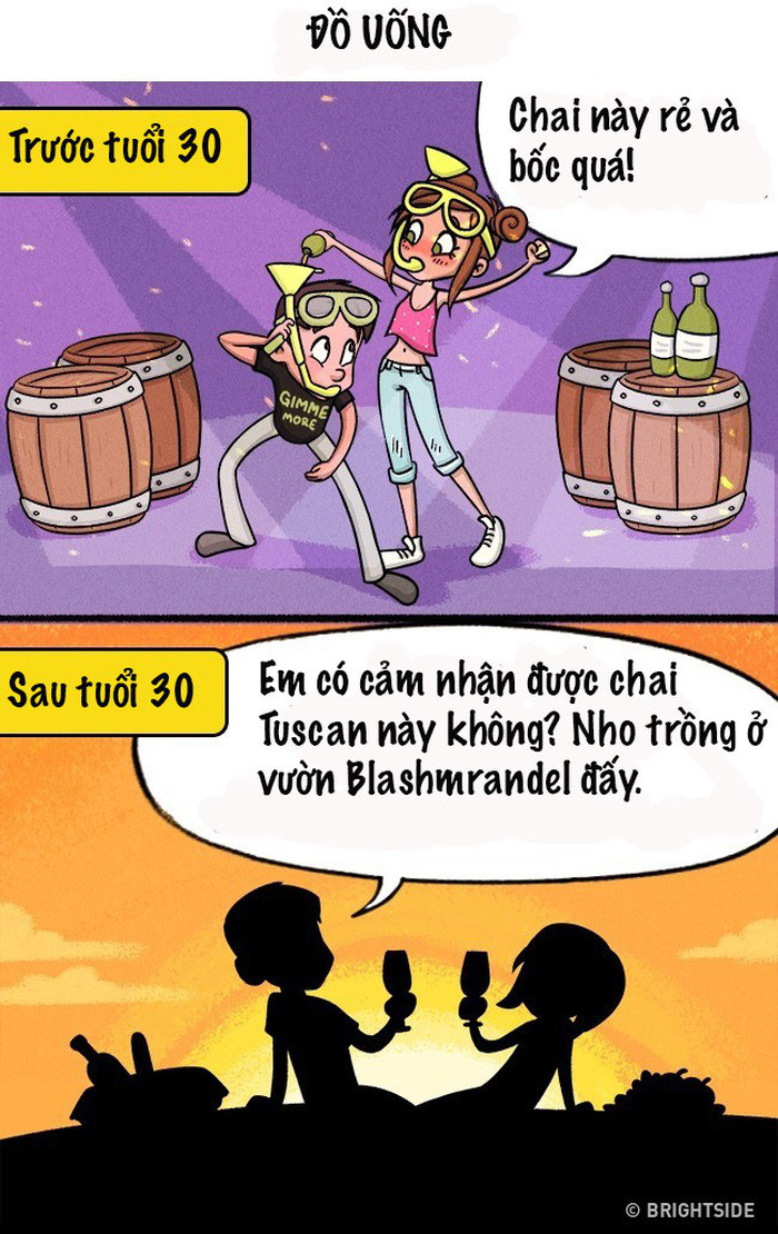 Thưởng thức các món ăn, đồ uống cũng vậy. Tuổi trẻ ào ào, bốc đồng, trong khi tuổi 30 sâu lắng và cảm nhận một cách tinh tế hơn.