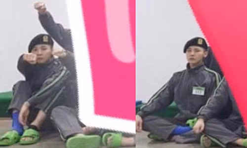 Hình ảnh G-Dragon phải băng bó ở vùng mắt cá chân.