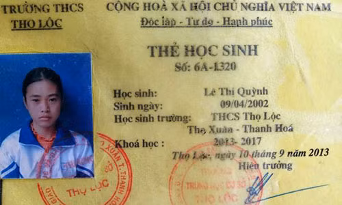 Em Lê Thị Quỳnh "mất tích" khỏi nhà từ ngày 23.2 đến nay chưa thấy tung tích. Ảnh: GĐCC