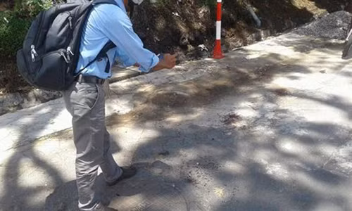 Hiện trường nơi xảy ra vụ nổ lựu đạn.