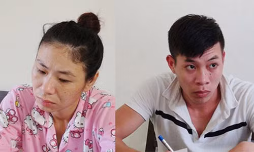 Cặp tình nhân buôn ma túy Nguyễn Nhã Trâm và Lê Văn Bảy bị bắt giữ tại Công an TP. Tam Kỳ.