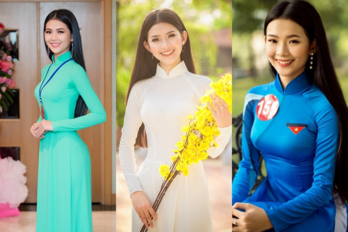 Đinh Thị Triều Tiên gây ấn tượng khi diện áo dài trong ngày sơ khảo. Cô là Á khôi 2 Hoa khôi Sinh viên Việt Nam 2017 và đang học Đại học Văn Hiến TP HCM.