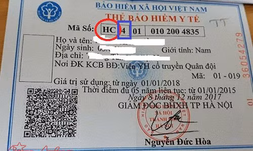 Ký hiệu trên thẻ BHYT thể hiện ngành nghề và quyền lợi được hưởng.