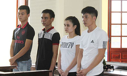 Nhóm đối tượng nhận án phạt tù tại phiên tòa.