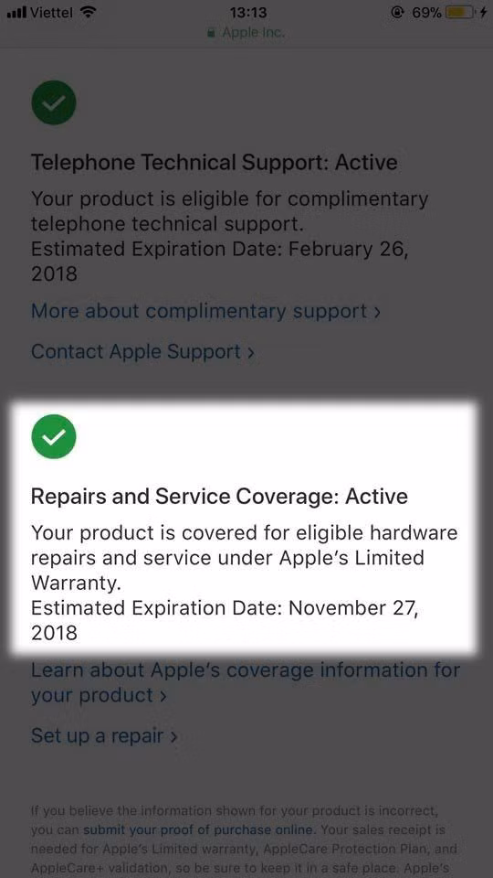 Kéo xuống dòng dưới cùng chính là thời hạn bảo hành.